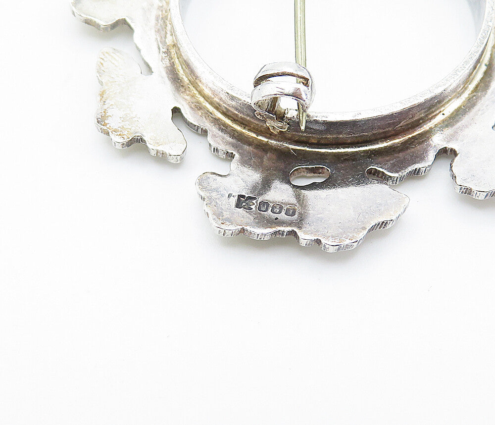 ENGLAND 925 Sterling Silver  Vintage Shiny Open Circle Brooch Pin  BP2938