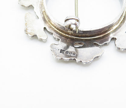 ENGLAND 925 Sterling Silver  Vintage Shiny Open Circle Brooch Pin  BP2938