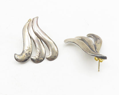 925 Sterling Silver  Vintage Shiny Smooth Swirl Design Drop Earrings  EG5977