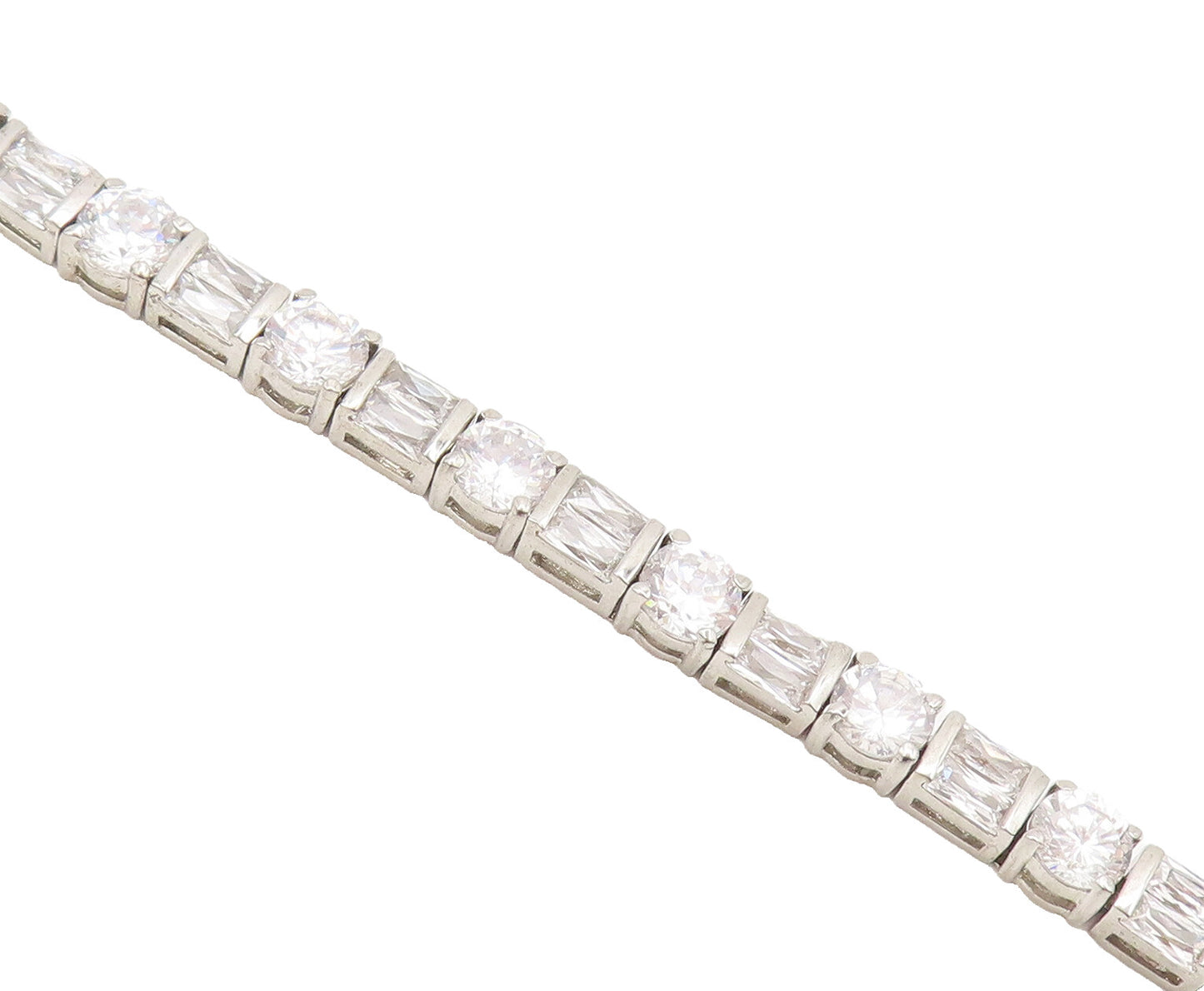 925 Sterling Silver  Vintage Delicate Cubic Zirconia Tennis Bracelet  BT10122