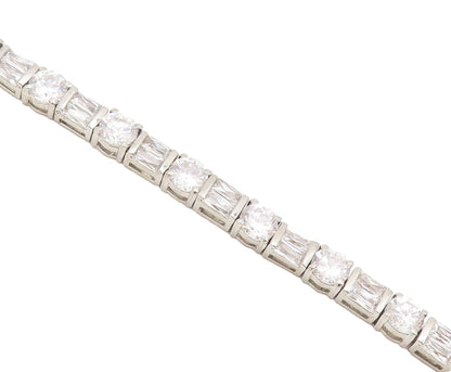 925 Sterling Silver  Vintage Delicate Cubic Zirconia Tennis Bracelet  BT10122