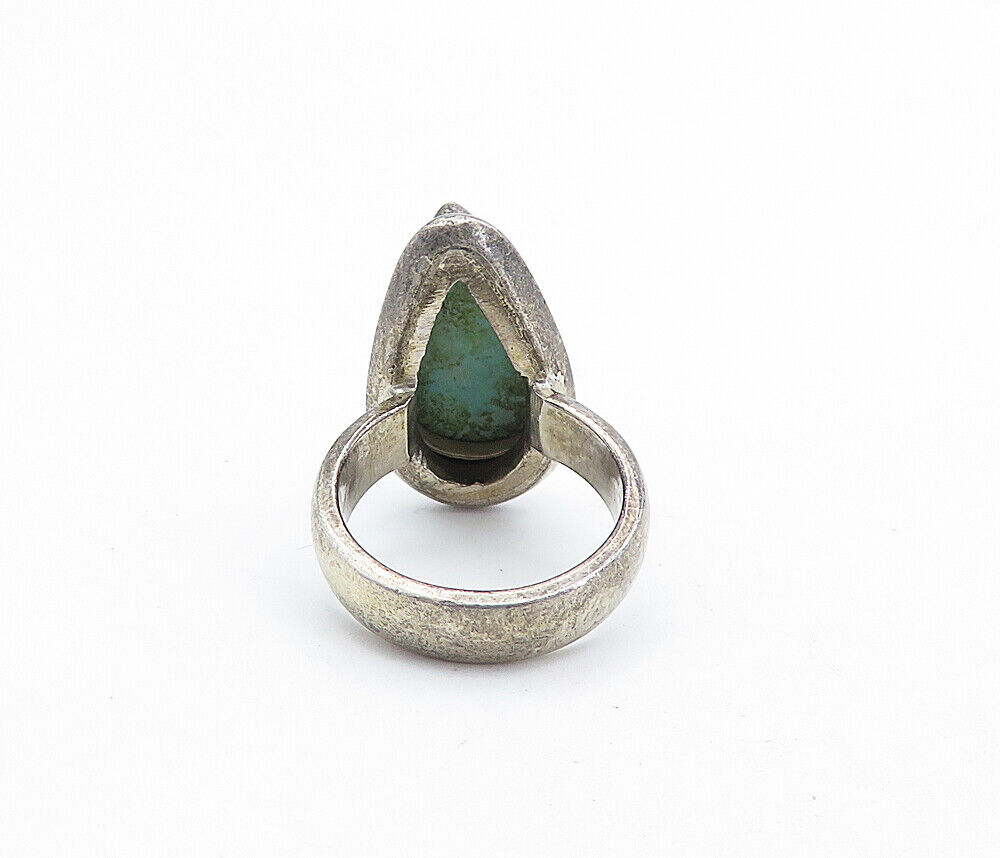 925 Sterling Silver  Vintage Turquoise Tear Drop Cocktail Ring Sz 6  RG6169