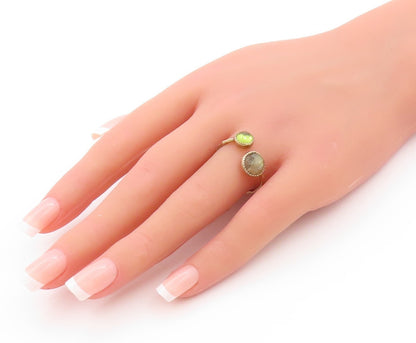 925 Sterling Silver Vintage Ring Gold Plated Round Cut Peridot  Sz 10  RG32916