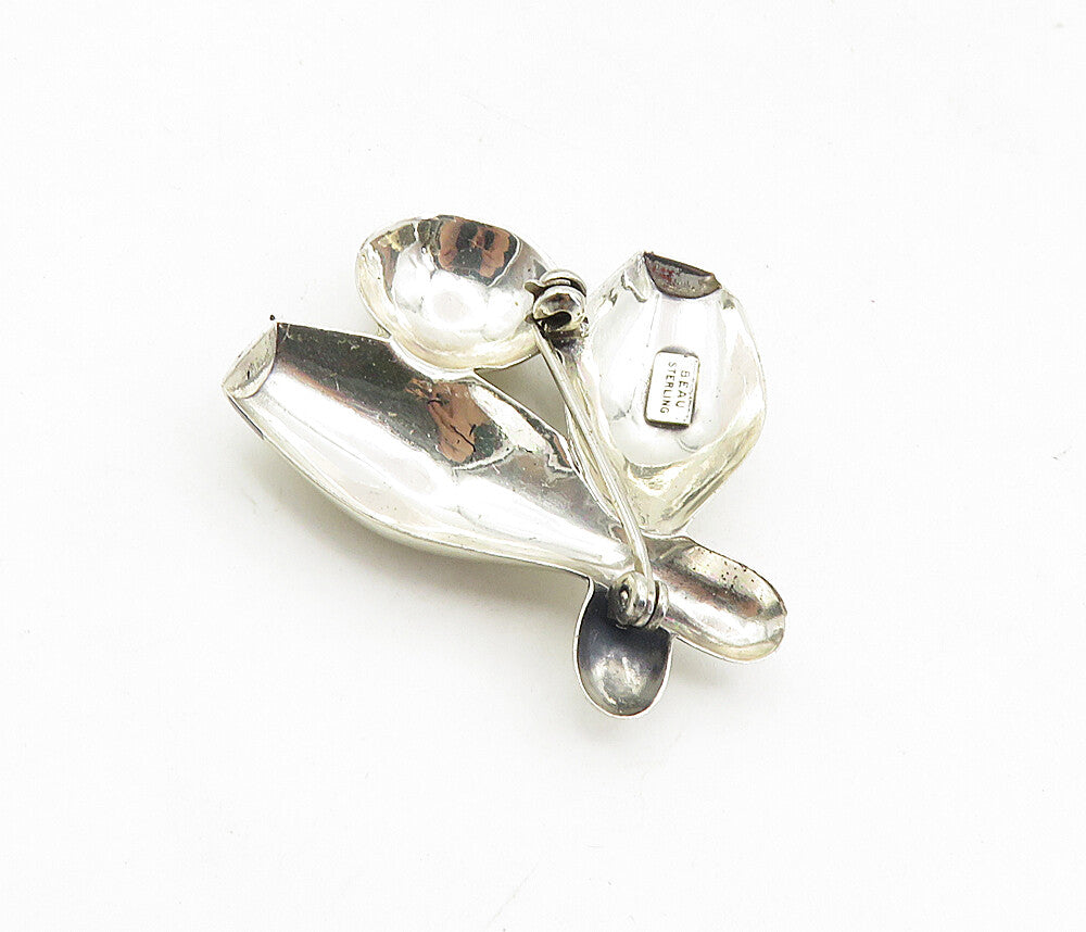 BEAU 925 Sterling Silver  Vintage Shiny Bowling Ball & Pins Brooch Pin  BP3303