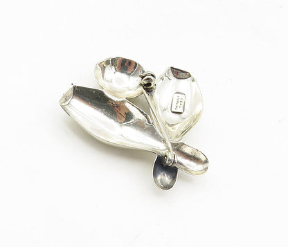 BEAU 925 Sterling Silver  Vintage Shiny Bowling Ball & Pins Brooch Pin  BP3303