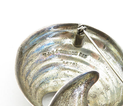MEXICO 925 Sterling Silver  Vintage Two Tone Swirl Domes Brooch Pin  BP1245