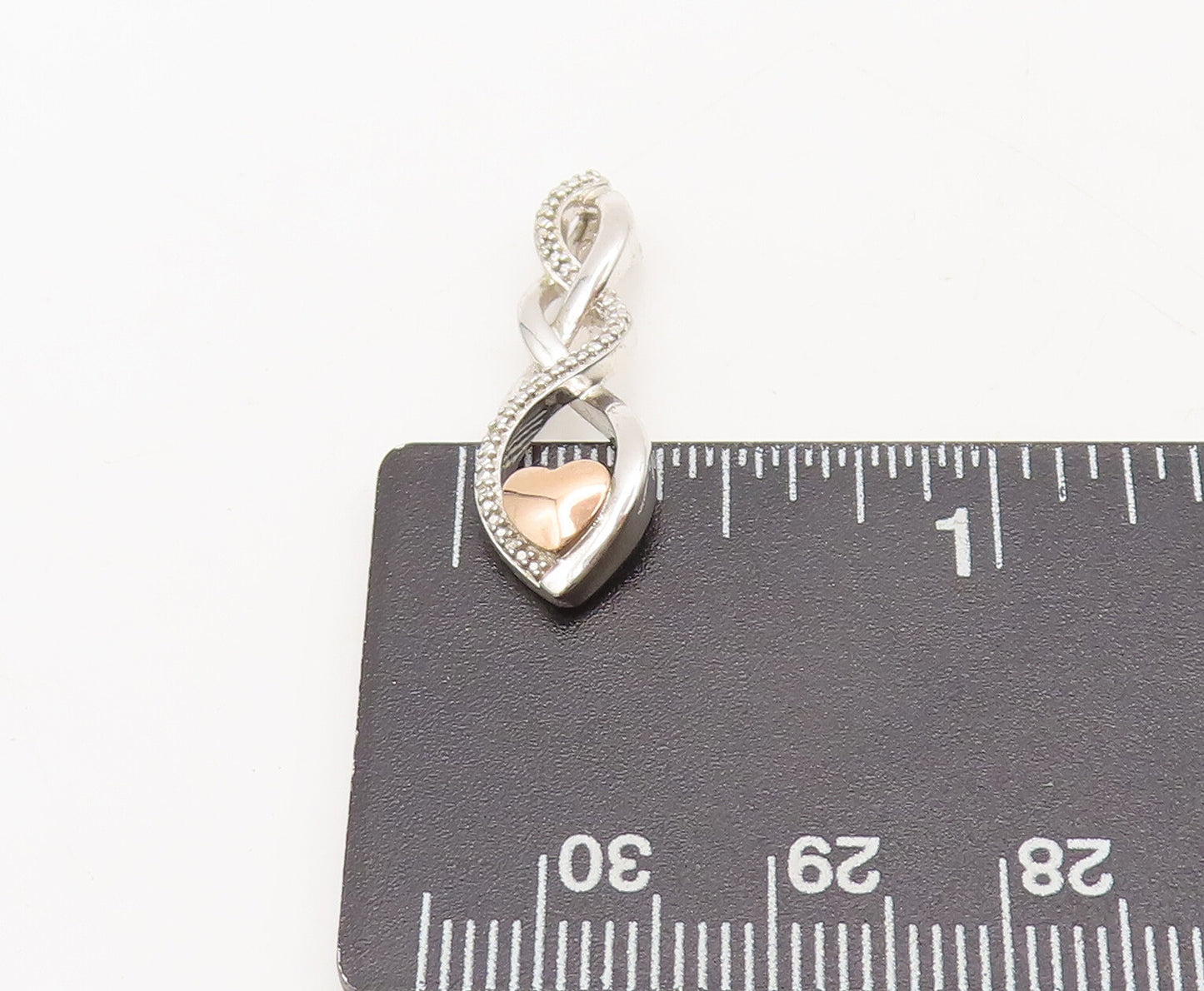 10k Gold 925 Sterling Silver Vintage Pendant Double Helix Carved Heart  PT22428
