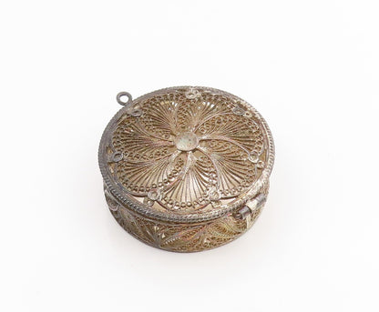 925 Sterling Silver Vintage Trinket Box Floral Filigree Design OPENS  TR4060