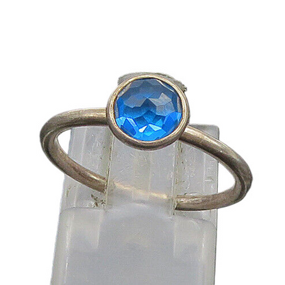 PANDORA 925 Silver  Vintage Faceted Blue Stone Thin Band Ring Sz 7 RG23595