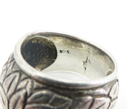 925 Sterling Silver  Vintage Antique Etched Flower Band Ring Sz 6.5  RG7017