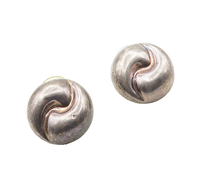 925 Sterling Silver  Vintage Dark Tone Hollow Swirl Drop Earrings  EG7864