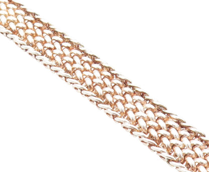 925 Sterling Silver Vintage Bracelet Solid Double Curb Woven Link Chain  BT11411