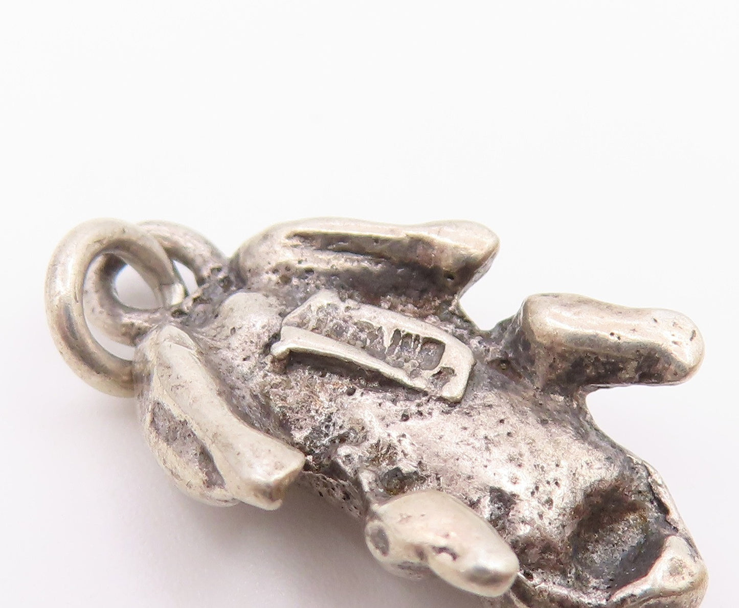 925 Sterling Silver  Vintage Petite Dark Tone Frog Motif Pendant  PT15897