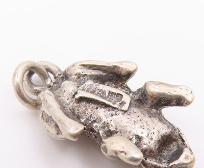 925 Sterling Silver  Vintage Petite Dark Tone Frog Motif Pendant  PT15897