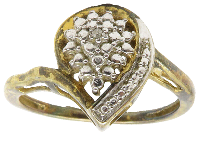 925 Sterling Silver  Vintage Genuine Diamond Two Tone Band Ring Sz 7  RG13943