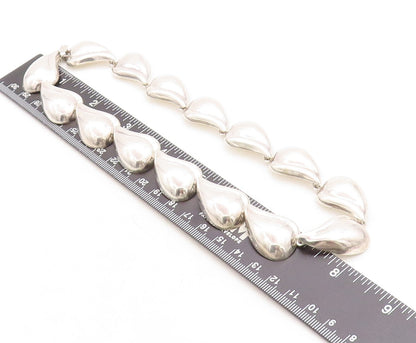 MEXICO 925 Sterling Silver  Vintage Shiny Floral Leaf Chain Necklace  NE2216