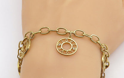925 Sterling Silver  Shiny Gold Plated Peace Charmed Chain Bracelet  BT3100