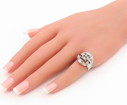 925 Sterling Silver Vintage Ring Carved Gothic Skill Band Moves  Sz 6  RG35603