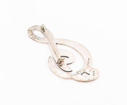 925 Sterling Silver Vintage Brooch Pin MEXICO Minimalist Musical Note  BP12494