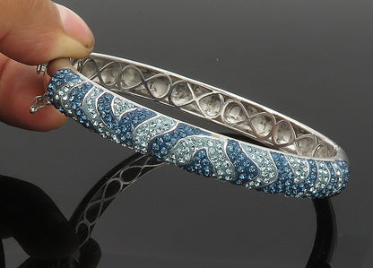 SWAROVSKI 925 Sterling Silver  Vintage Crystal Pattern Bangle Bracelet  BT8415