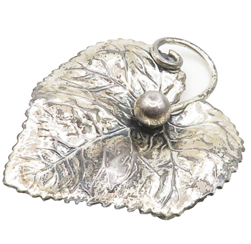 925 Sterling Silver  Vintage Shiny Single Floral Leaf Motif Brooch Pin  BP7072