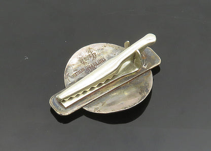 METALES MEXICO 925 Silver  Vintage Turquoise Two Tone Pattern Tie Clip  TR2736