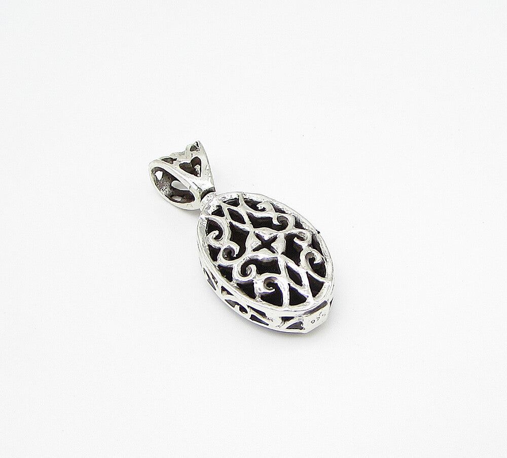 925 Sterling Silver  Blue Enamel Love Heart Oval Drop Pendant  PT1735