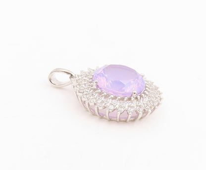925 Sterling Silver Vintage Pendant Topaz & Halo CZ Sunflower Charm  PT25322