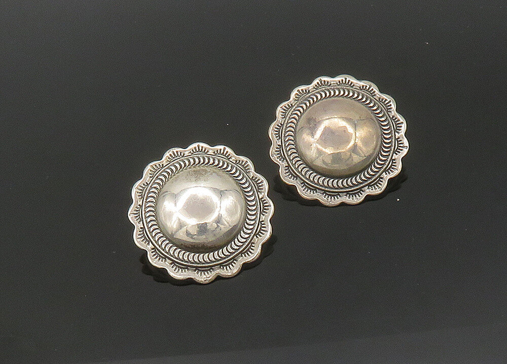 925 Sterling Sterling Silver Vintage Floral Dome Drop Earrings EG10789