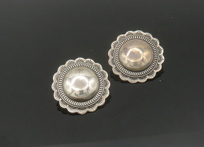 925 Sterling Sterling Silver Vintage Floral Dome Drop Earrings EG10789
