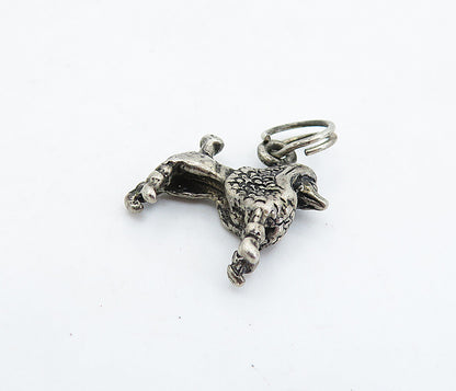 925 Sterling Silver  Vintage Petite Dark Tone Poodle Dog Motif Pendant  PT3827