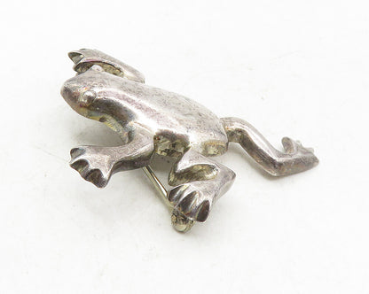 ZINA 925 Sterling Silver  Vintage Dark Tone Frog Motif Brooch Pin  BP3626