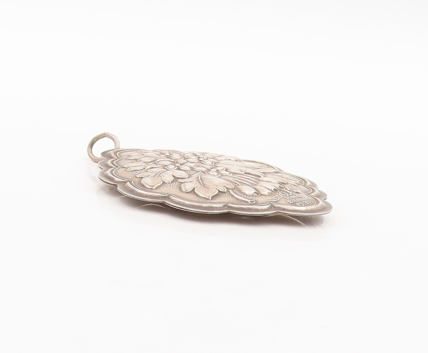 925 Sterling Silver Vintage Pendant TOWLE Solid Carved Flower Cloud  PT23416
