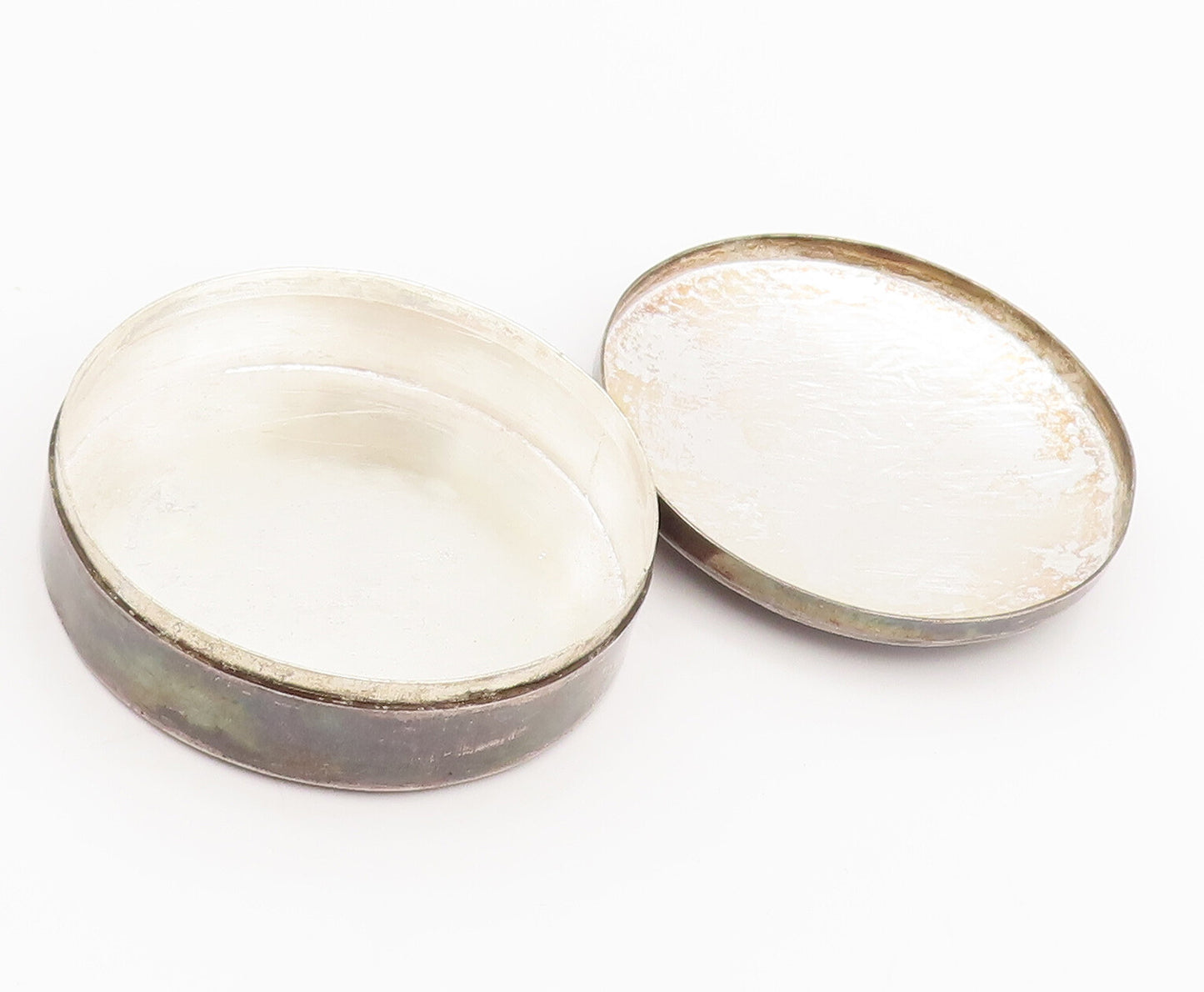 925 Silver  Vintage Enameled Indian Girl Writing Pill Box (OPENS)  TR3631
