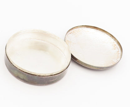 925 Silver  Vintage Enameled Indian Girl Writing Pill Box (OPENS)  TR3631