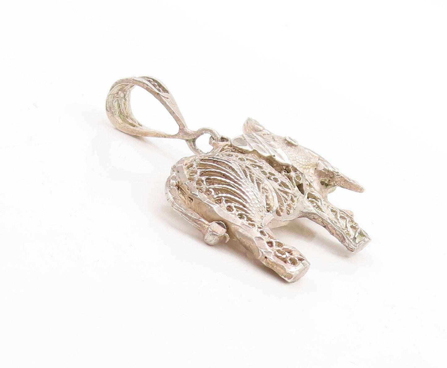 925 Sterling Silver Vintage Pendant Designer Filigree Work Elephant  PT23734