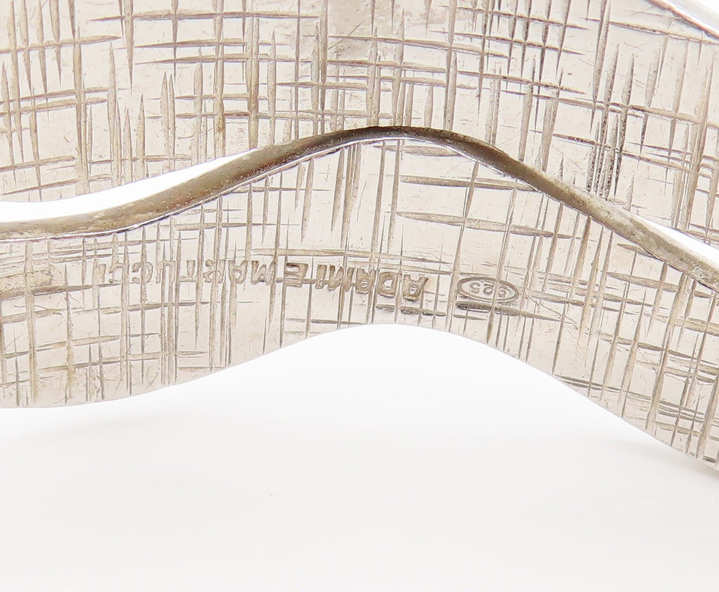 ADAMI & MARTUCCI 925 Silver  Vintage Two Tone Mesh Wavy Cuff Bracelet  BT9791