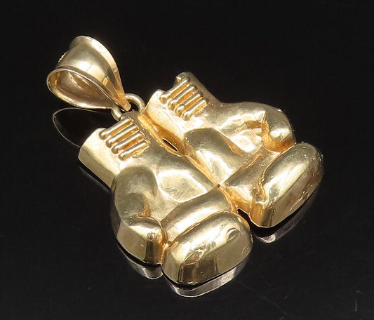 10K GOLD  Vintage Carved Pair Of Boxing Gloves Pendant  GP566