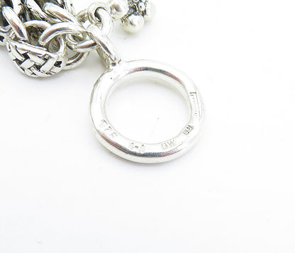 925 Sterling Silver  Vintage Shiny Basket Weave Link Chain Bracelet  BT2114