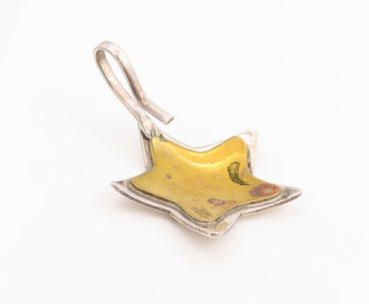 925 Sterling Silver Vintage Pendant Modernist Two Tone Celestial Star  PT26145