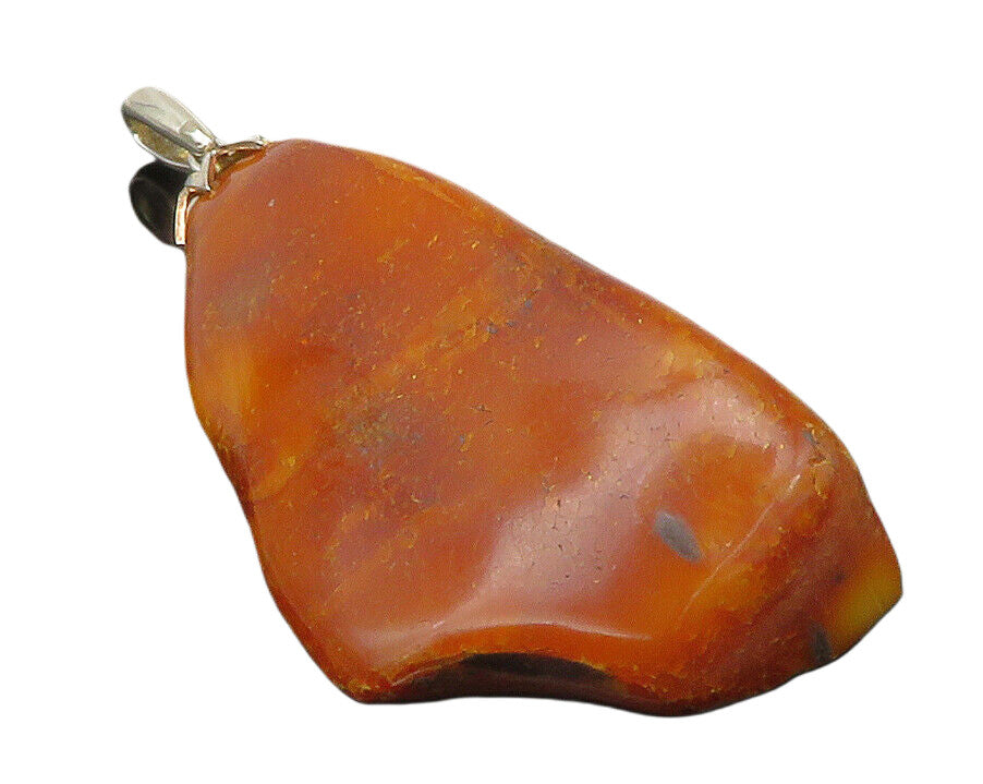 925 Sterling Silver  Vintage Orange Agate Shiny Floral Bail Pendant  PT11112