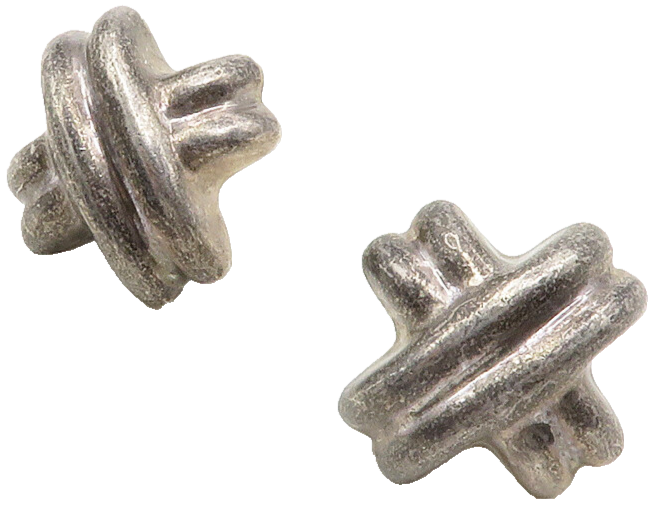 BARRA 925 Silver & 14K GOLD  Vintage Dark Tone Cross Dome Drop Earrings EG6661