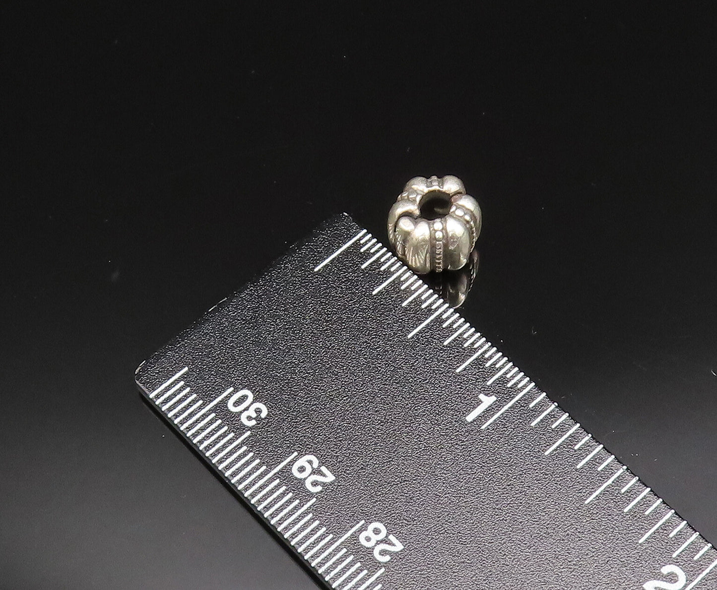 PANDORA 925 Silver  Vintage Beaded Ribbed Clip Charm Pendant (OPENS)  PT21248