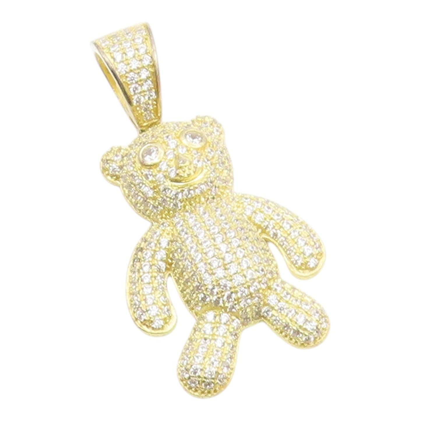 925 Silver  Vintage Shiny Cubic Zirconia Encrusted Teddy Bear Pendant  PT18348