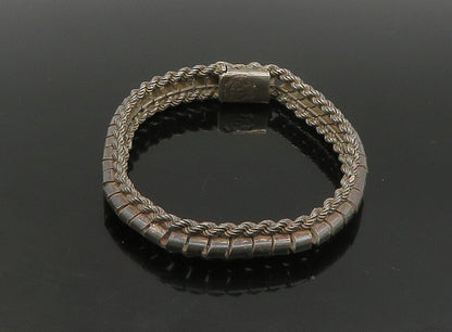 925 Sterling Silver  Vintage Dark Tone Rope Twist Chain Bracelet  BT9182