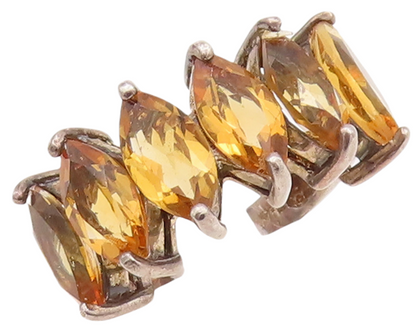 925 Sterling Silver Vintage Ring Marquise Cut Citrine Band  Sz 5  RG28759