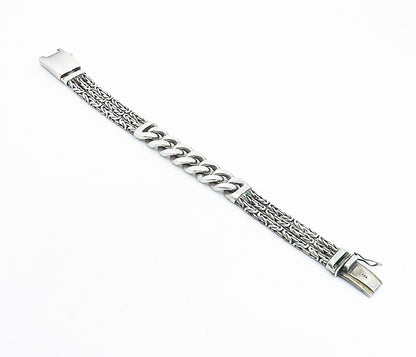 925 Sterling Silver Vintage Antique Byzantine Multi Strand Chain Bracelet BT2492