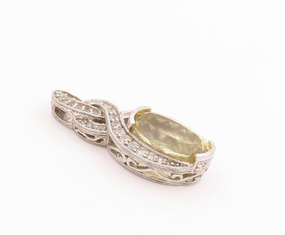 925 Sterling Silver Vintage Pendant Topaz & CZ Woven Celestial Knot  PT24918