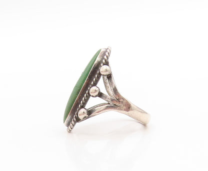 925 Sterling Silver Vintage Ring Turquoise Twisted Rope Edge Band  Sz 6  RG33690