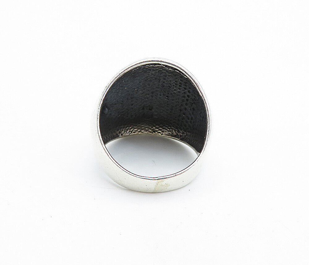 925 Sterling Silver  Vintage Oxidized Egyptian Ankh Band Ring Sz 7.5  RG7478